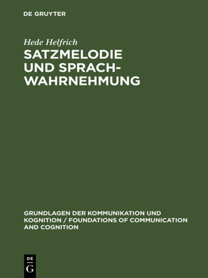 cover image of Satzmelodie und Sprachwahrnehmung